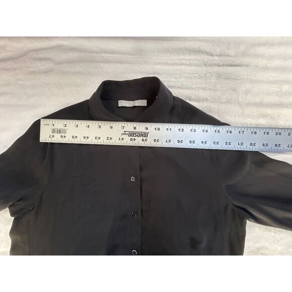 Vince Womens Black Silk Blend Button-Up Long Sleeve Shirt Medium Stretch Casual - Picture 6 of 8